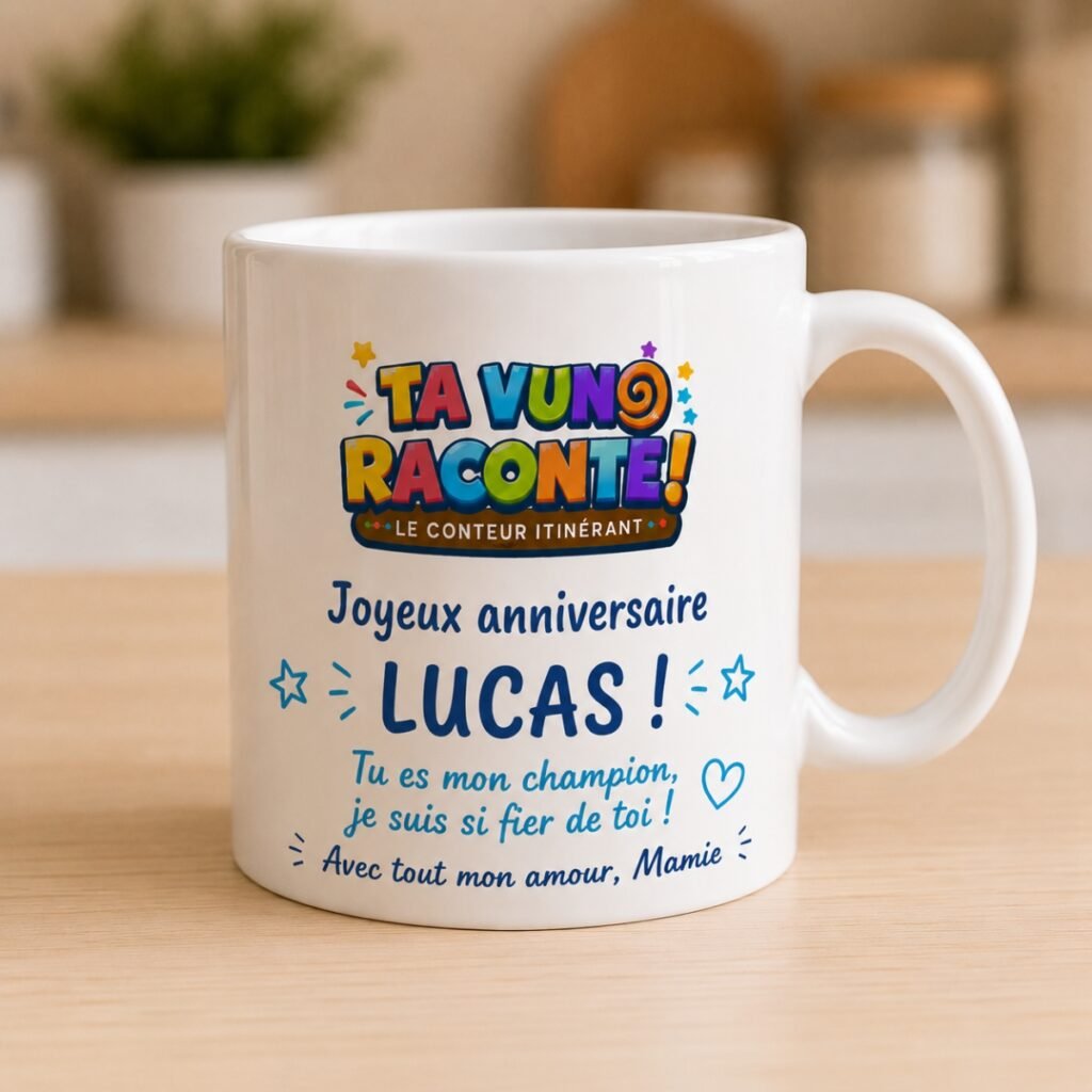 Mug anniversaire personnalisé TA VUNO RACONTE !